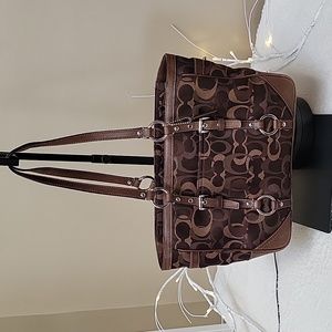 Coach Brown Shoulder Bag with Signature Pattern